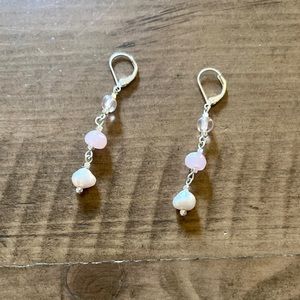 Silver and Pink Drop Earrings